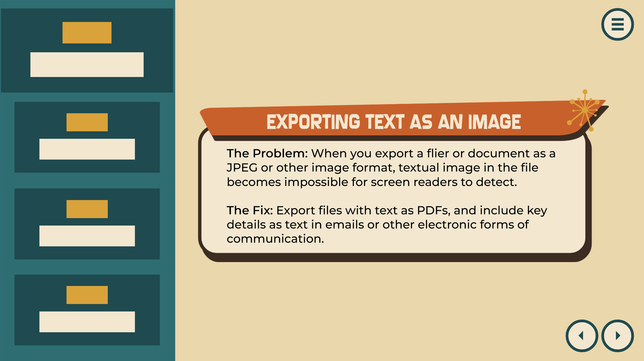 Screenshot of the Exporting Module