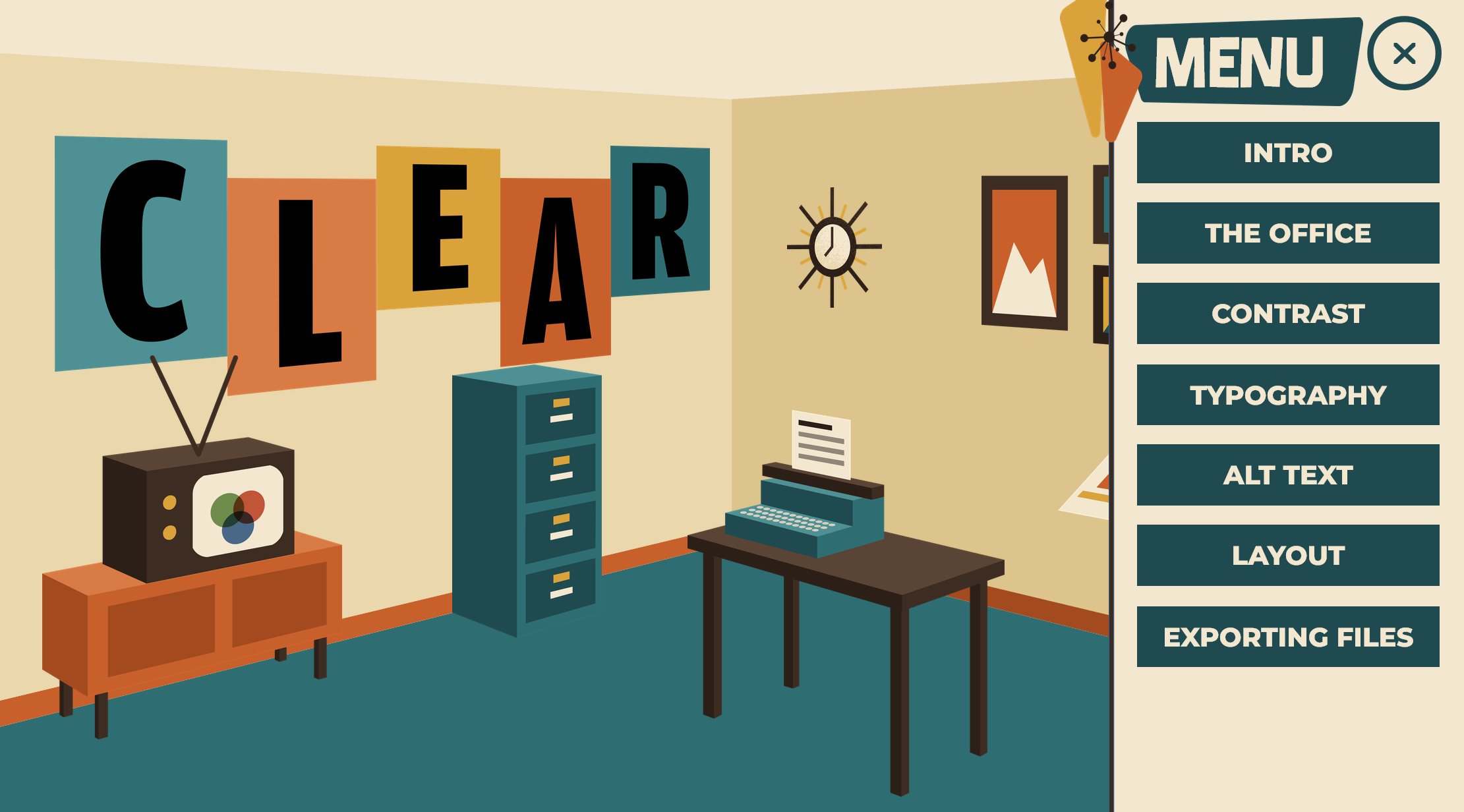Screenshot of the completed office and menu